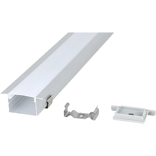 بروفايل ليد مجرى المينيوم فضي دفن طول 3 متر * العرض 3 سم * ارتفاع 1 سم - مع الإكسسوارت توفل