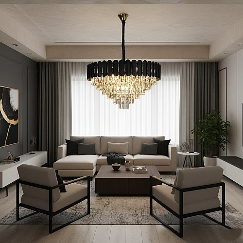 نجف مودرن غطاء اسود مع ذهبي 800 E14*15