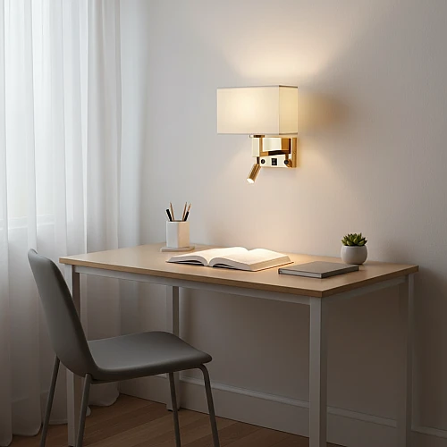 إضاءة أبليك حائط مودرن ذهبي لون الانارة اصفر مع قاعدة لمبات تركيب E14*1