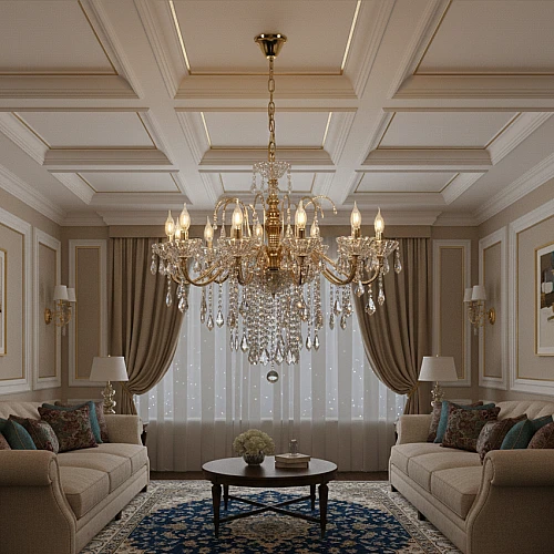 نجف مودرن شمعدان ذهبي + فضيE14*12