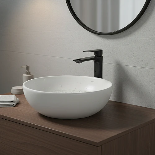 خلاط مغسلة طويل اسود مع ليات