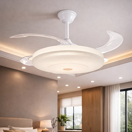 نجف مروحة ابيض لون الانارة 3اضاءات (75 واط ) قطر 50 سم