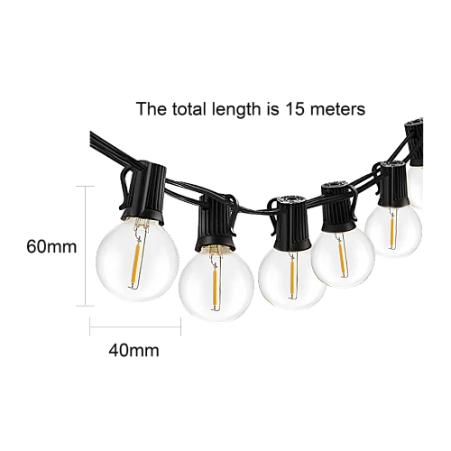 صورة توضيحية لعقد إضاءة اسود 15 متر 50 لمبة E12 LED