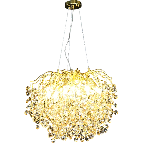 نجف مودرن ذهبي شفاف عسلي E14*10L قطر 60 سم