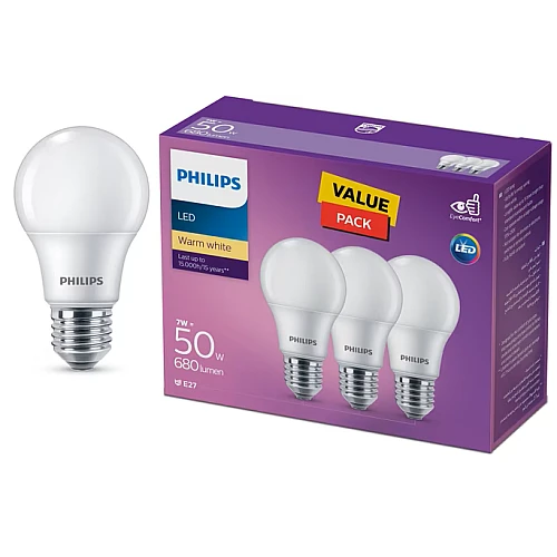 لمبات ليد فيليبس 7 واط موفرة للكهرباء 3 حبات