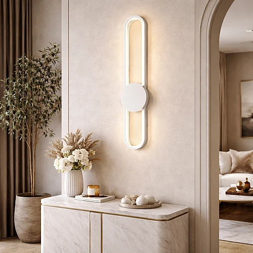  صورة منتج ابليك جداري مودرن بالبطارية شكل مستطيل ابيض لون الانارة 3 اضاءات موديل WA/C5291/WH+3CO