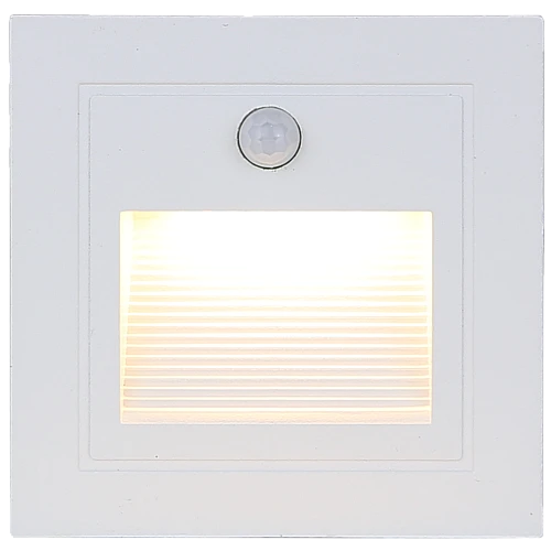 كشاف درج مع حساس حركة لون الانارة اصفر غطاء ابيض مربع دفن 7*7 سم