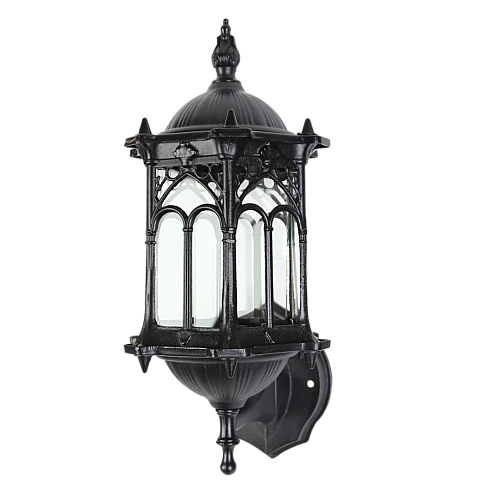 فانوس اسلامي خارجي جداري خارجي اسود صغير المينيوم E27