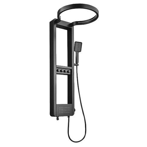 شاور مساج ديجيتال دائري بشاشة مائية ستانلس ستيل + نحاس اسود