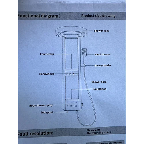 شاور مساج ديجيتال دائري لون أسود ستانلس ستيل