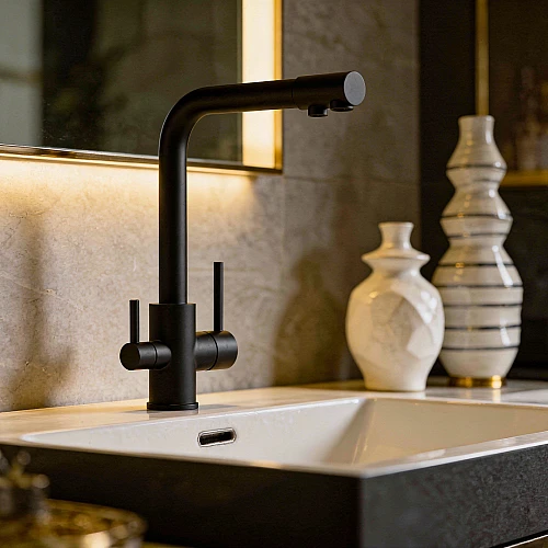 خلاط مطبخ (مجلي) مع مخرج ماء الفلتر اسود