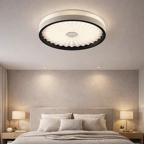 لطش اسود لون الانارة 3 اضاءات مقاس 40 سم مدور 42 واط