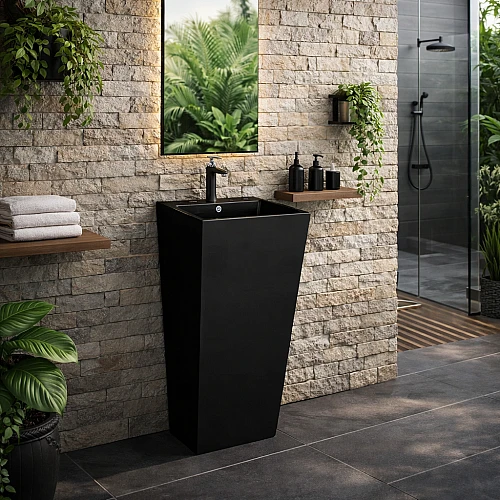 مغسلة سيراميك برميل أرضي مقاس 52*45 سم - لون أسود