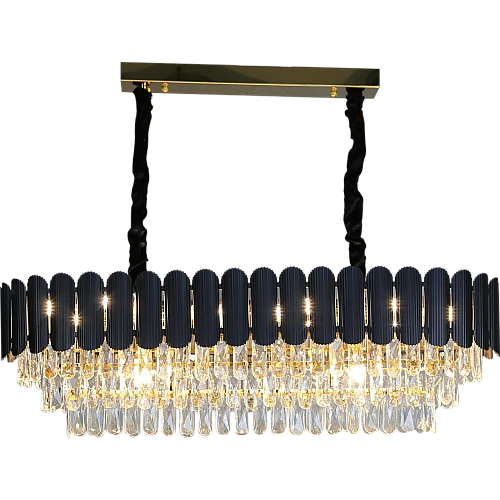 نجف مودرن غطاء اسود مع ذهبي مقاس 35 + 100 سم E14*10L