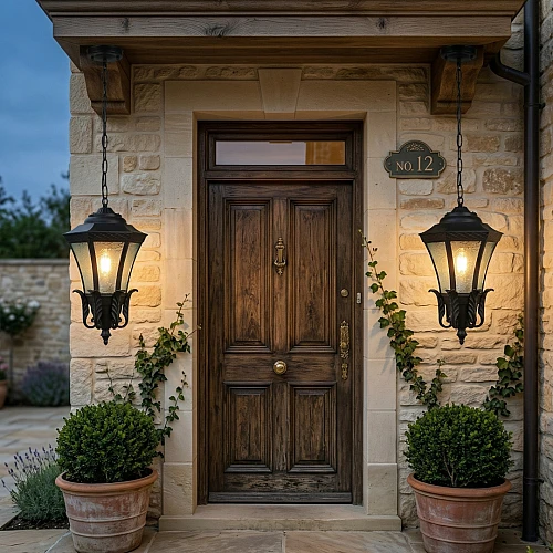 فانوس علاقي خارجي اسود E27 طول السلسة 2 متر