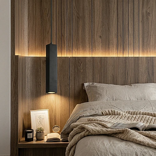 سلندر علاقي مربع سادة مقاس 30 سم GU10 اسود