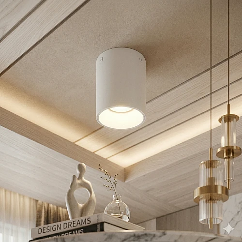 جرم إنارة سلندر أبيض معدني لطش مانع للتوهج