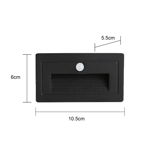 كشاف درج مستطيل اسود دفن مع حساس حركة 3 واط