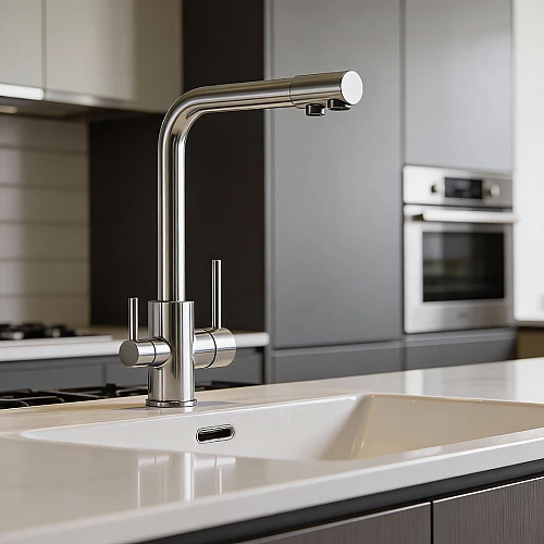 خلاط مطبخ (مجلي) مع مخرج ماء الفلتر فضي