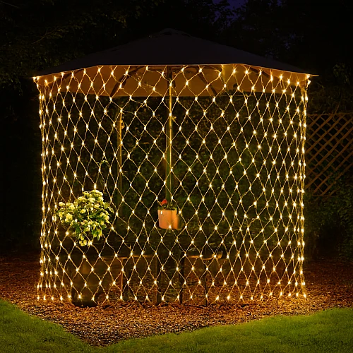 سلسلة إضاءة ستارة شبكية LED باللون الأصفر الدافئ لديكور الحفلات والمنزل