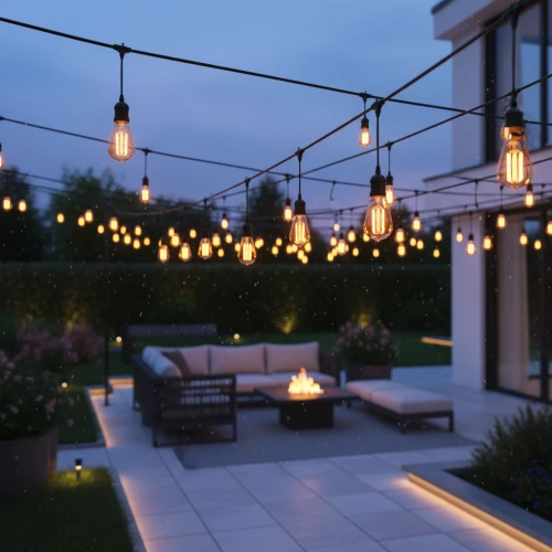  صورة منتج سلك هولدر PRO عقود طول 100 متر اسود نزول 15 سم و 2 لمبة لكل متر مجموع 100 لمبة قاعدة E27 موديل HU2333/100M/100/PRO