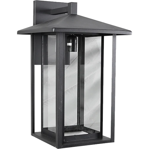 فانوس جداري كبير قزاز شفاف E27 اسود خارجي