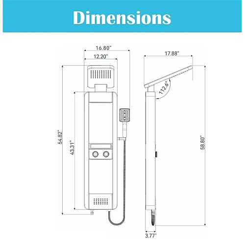 شاور مساج ديجيتال أسود بـ 5 وظائف وشاشة حرارة