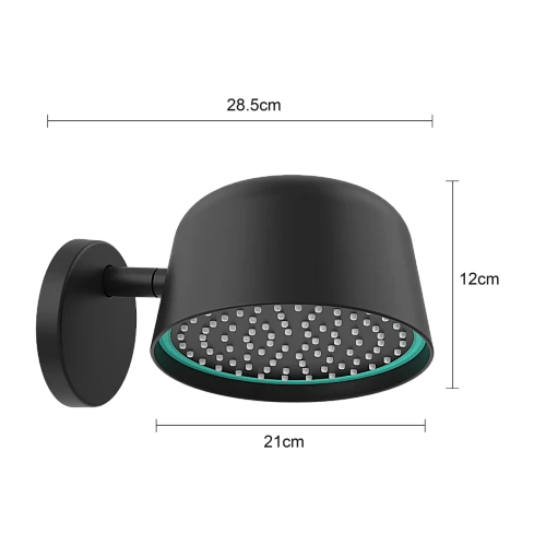 رأس دش مطري اسود LED مع ماسورة جدارية بتصميم مودرن