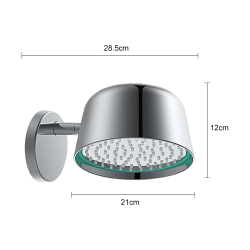 رأس دش مطري كروم لامع LED مع ماسورة جدارية فضية