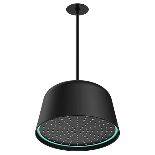 رأس دش مطري أسود بتصميم ثريا مع إضاءة LED