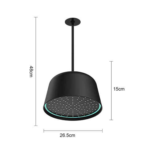رأس دش مطري أسود بتصميم ثريا مع إضاءة LED