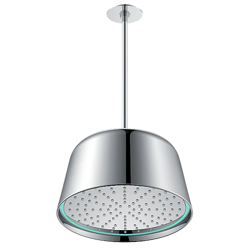 رأس دش مطري كروم بتصميم ثريا وإضاءة LED تعمل بالماء