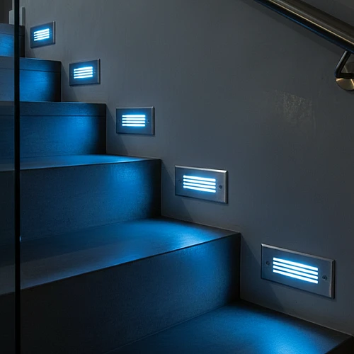 اضاءة درج ولمبة درج لون الانارة أزرق الشكل شرائح مستطيل صغير 3 واط اضائة درج فاخرة