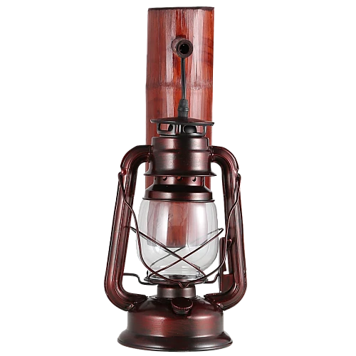 ابليك تراثي شكل فانوس مع قاعدة خشبية نصف غصن بني محروق E27