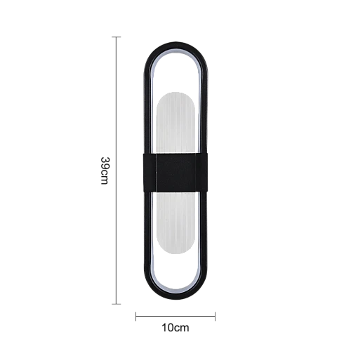 اضاءة جدارية بيضاوي سادة اسود لون الانارة 3 اضاءات مقاس 39 سم 15 واط