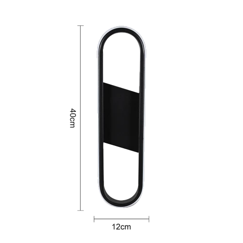 اضاءة جدارية بيضاوي سادة اسود لون الانارة 3 اضاءات مقاس 40 سم 12 واط