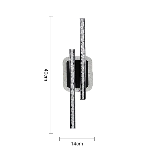 اضاءة جدارية مستطيل + مسطرتين اسود لون الانارة 3 اضاءات مقاس 40 سم 9 واط