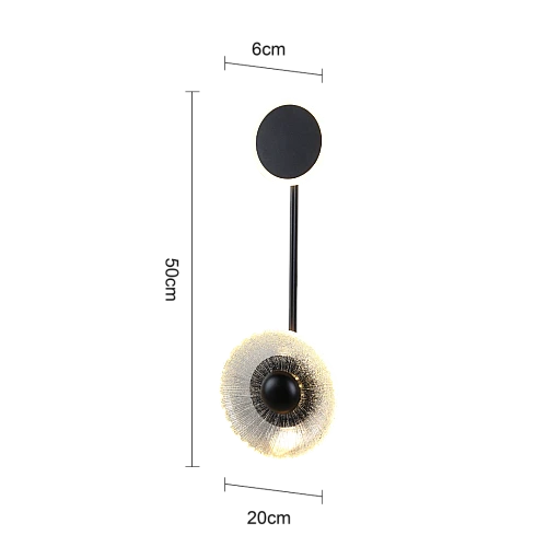 اضاءة جدارية مدور + وردة اسود لون الانارة 3 اضاءات مقاس 50 سم 5 واط