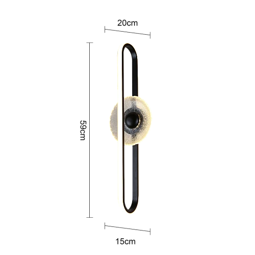 اضاءة جدارية وردة + مسطرة اسود لون الانارة 3 اضاءات مقاس 59 سم 15 واط