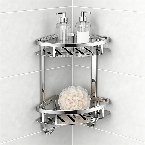 رف زاوية حمام دورين كروم ستانلس 304 مقاوم للصدأ