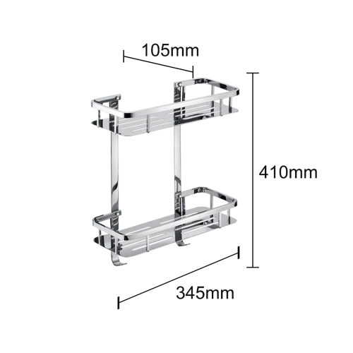 رف حمام كروم فضي ستانلس ستيل 304 دورين