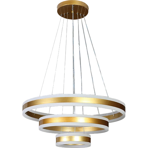 نجف مودرن 3 دور حلقات مقاس 20 + 40 + 60 سم ذهبي لون الانارة 3 اضاءات 85 واط