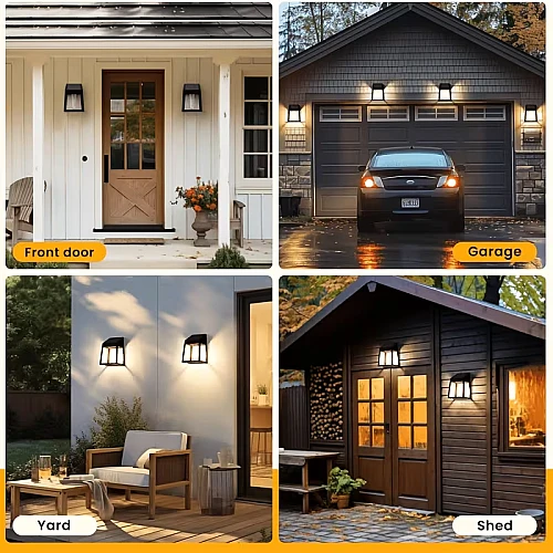 كشاف جداري خارجي يعمل بالطاقة الشمسية لون اصفر دافئ