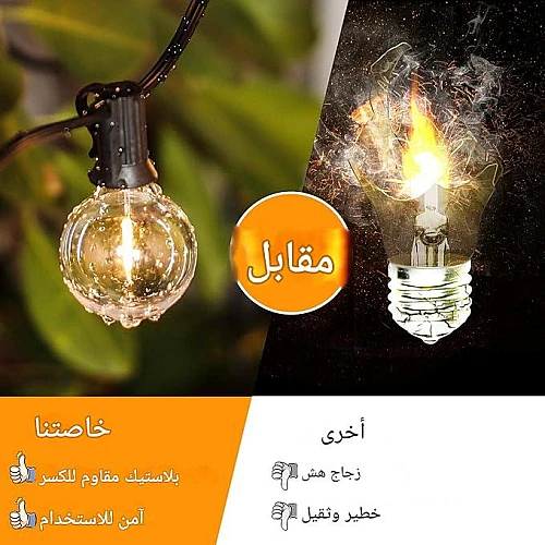 صورة توضيحية لعقد إضاءة اسود 15 متر 50 لمبة E12 LED
