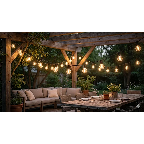 صورة توضيحية لعقد إضاءة اسود 15 متر 50 لمبة E12 LED