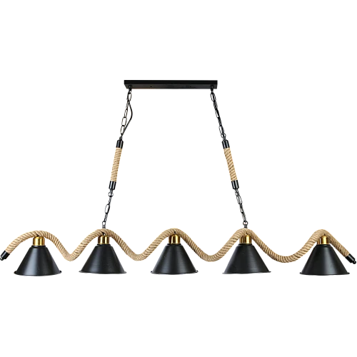 علاقي حبل مع طربوش مدور استيل PLUS اسود E27*5L