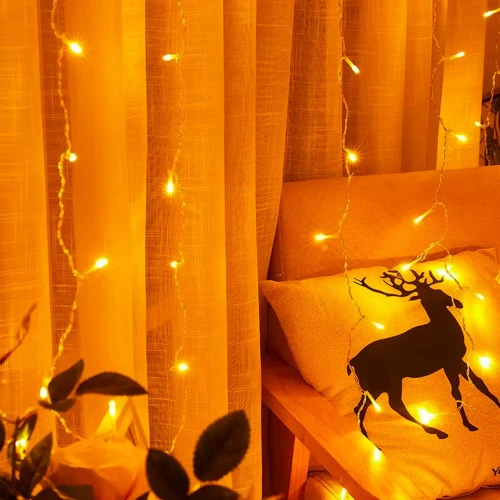 ستارة اضاءة صفراء LED خارجية PRO مقاس 2 متر في 3 متر