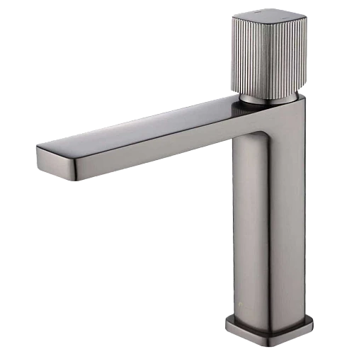 خلاط مغسلة قصير نحاس + زنك مودرن رمادي+رمادي