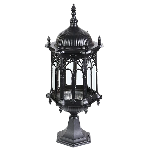 فانوس اسلامي خارجي جلاسي خارجي اسود وسط المينيوم E27