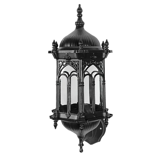 فانوس اسلامي خارجي جداري خارجي اسود وسط المينيوم E27